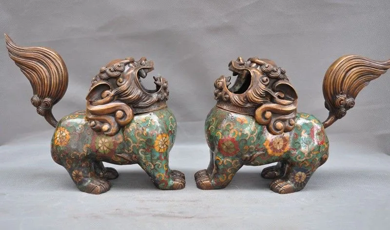 christmas China bronze Cloisonne Enamel Foo Fu Dog Lion statue Incense Burner censer Pair halloween
christmas China bronze Cloisonne Enamel Foo Fu Dog Lion statue Incense Burner censer Pair halloween