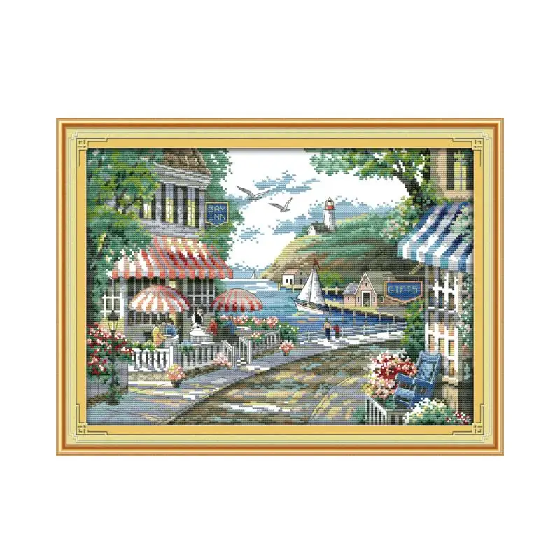 Seaside Cafe Good Life 11CT 14CT European Architecture Hand Embroidery Cross Stitch Kit Furniture Decoration Painting
Seaside Cafe Good Life 11CT 14CT European Architecture Hand Embroidery Cross Stitch Kit Furniture Decoration Painting