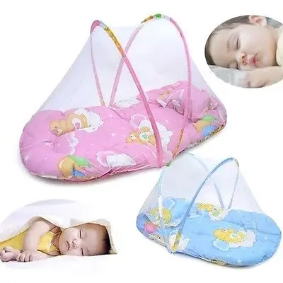 Foldable Baby Travel Padded Mattress Cot Bed Mosquito Net Safety | Дом и сад