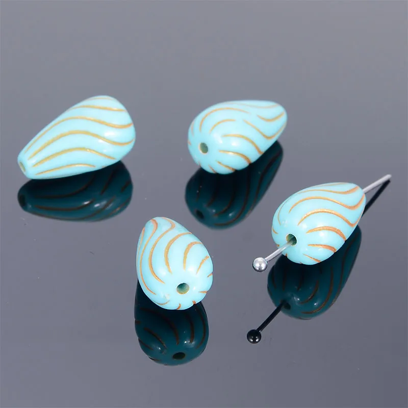 

Miasol 50 Pcs 10x17MM Fluted Corrugated Acrylic Antique Plated Spacer Stripe Teardrop Charms Beads For Diy Jewelry Making