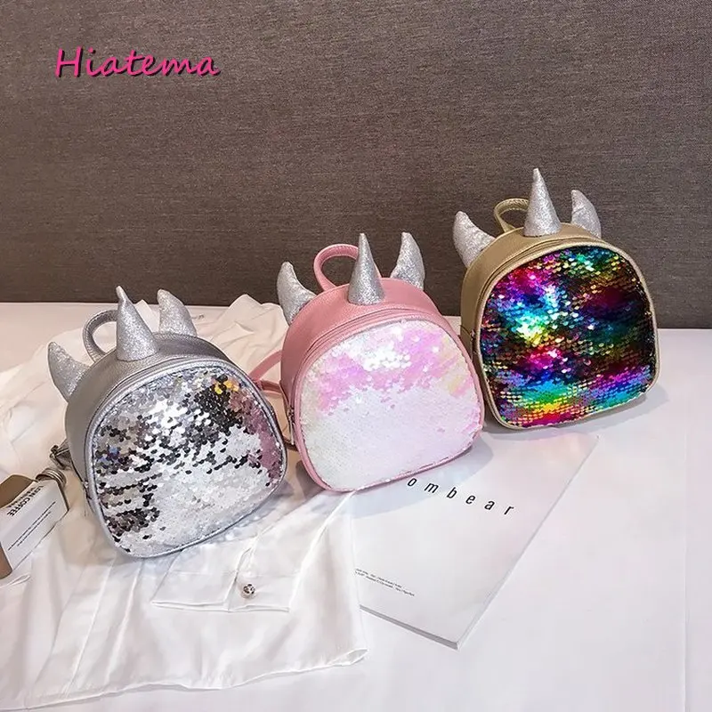 Hiatema Женский мини-рюкзак с блестками в виде единорога милый рюкзак для подростков