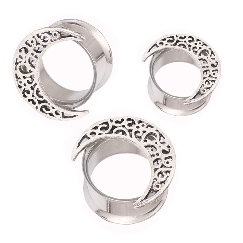 Surgical Stainless Steel Flesh Tunnels Double Flare Ear Plugs 316L Ear Expanders With Hollow Moon 8-16mm 50pcs
Surgical Stainless Steel Flesh Tunnels Double Flare Ear Plugs 316L Ear Expanders With Hollow Moon 8-16mm 50pcs