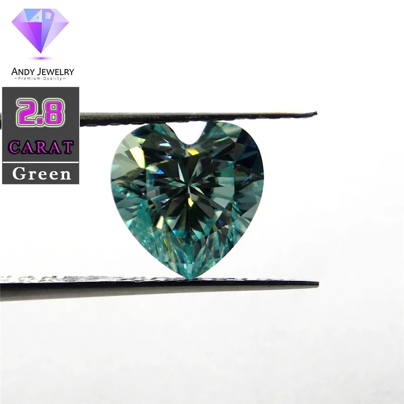 9.5*9.5mm 2.8 Carat Green color Moissanite heart Brilliant cut Sic material similar to diamond
9.5*9.5mm 2.8 Carat Green color Moissanite heart Brilliant cut Sic material similar to diamond