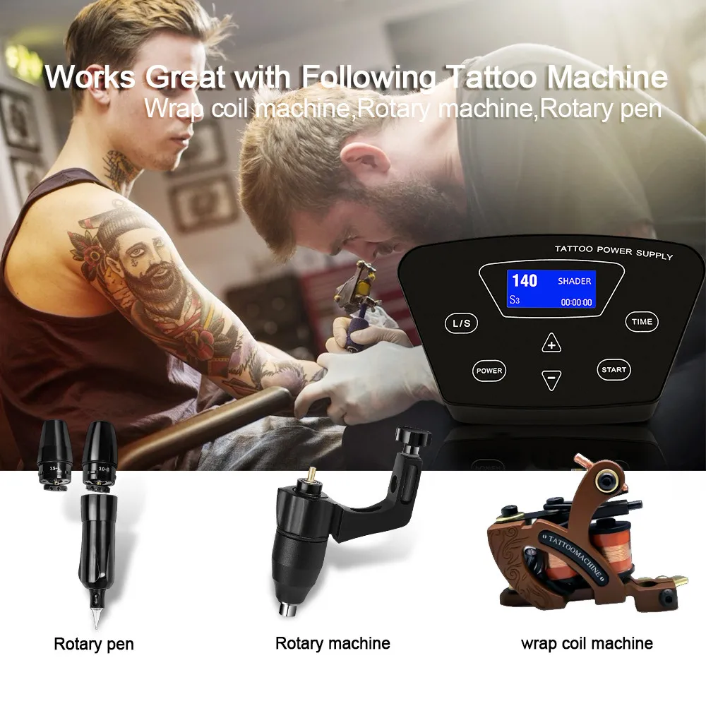 Professional Black Tattoo Power Supply Double Digital LCD For Tattoo Machine Rotary Gun Power Source Liner Shader With FootPedal
Professional Black Tattoo Power Supply Double Digital LCD For Tattoo Machine Rotary Gun Power Source Liner Shader With FootPedal