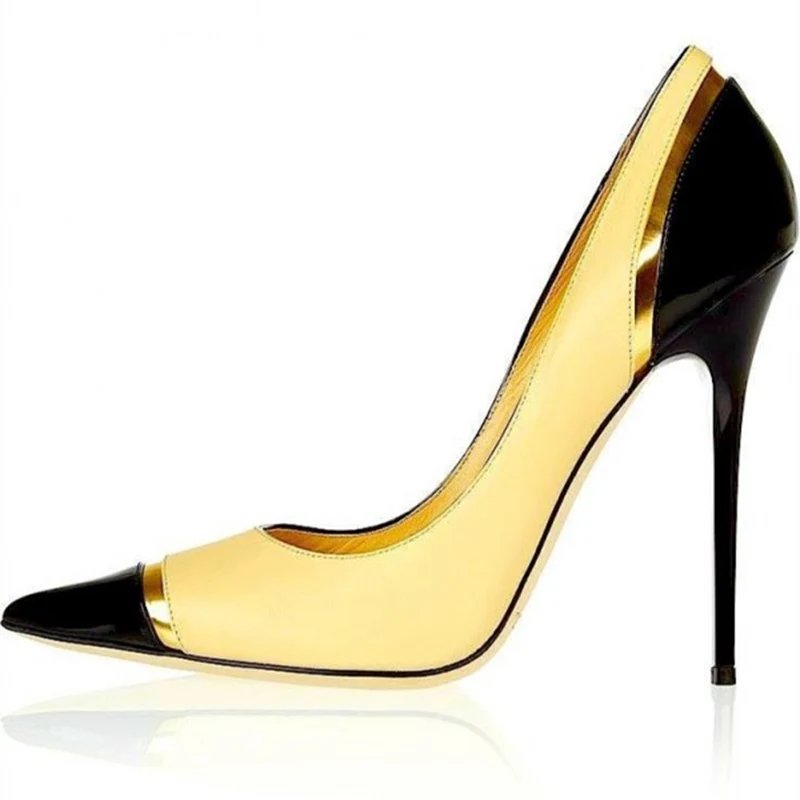 Fashion Women's Shoes Sexy Yellow and Black Stiletto Heels Pointy Toe Pumps for Ladies Shallow Woman Shoes High Heels 12cm 42
Fashion Women's Shoes Sexy Yellow and Black Stiletto Heels Pointy Toe Pumps for Ladies Shallow Woman Shoes High Heels 12cm 42