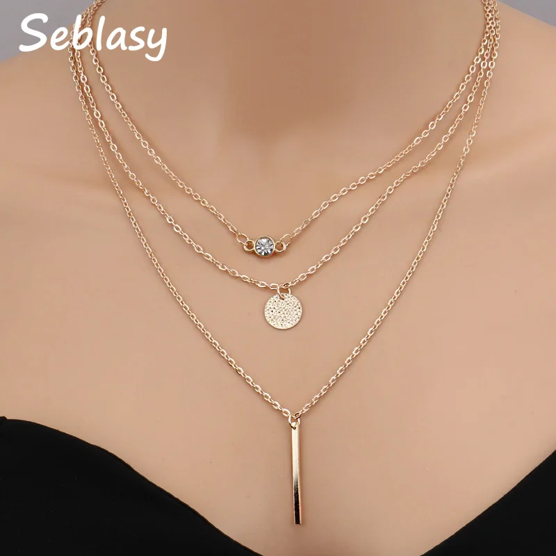 Seblasy Classic Multi Layer Gold Color Sequins Stripe Crystal Clavicle Chain Necklaces & Pendants for Women Party Gift Jewelry
Seblasy Classic Multi Layer Gold Color Sequins Stripe Crystal Clavicle Chain Necklaces & Pendants for Women Party Gift Jewelry
