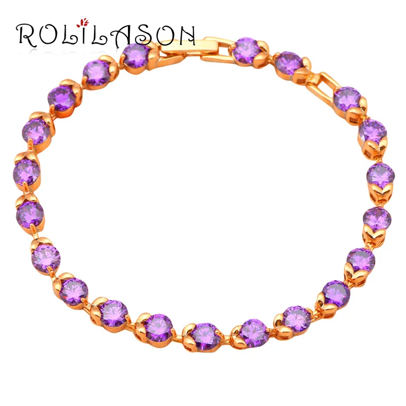 ROLILASON Romantic design Purple Zircon Crystal golden bracelet Lead free Fashion jewelry TB501 Free shipping
ROLILASON Romantic design Purple Zircon Crystal golden bracelet Lead free Fashion jewelry TB501 Free shipping