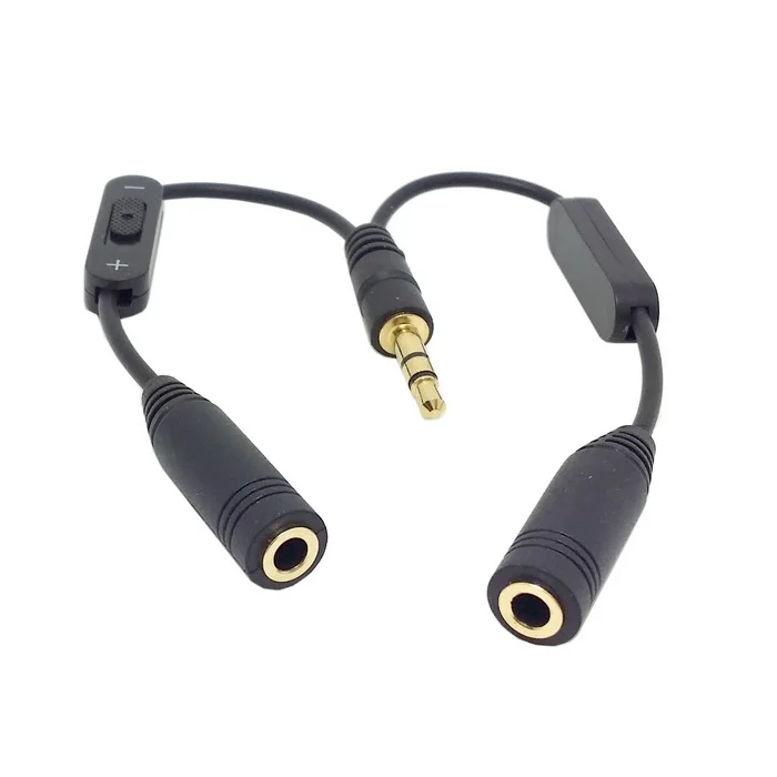 2PCS/lot Black 3.5mm Stereo Male to Double 3.5mm Female Audio Headphone Y Splitter Cable with Volume Switch
2PCS/lot Black 3.5mm Stereo Male to Double 3.5mm Female Audio Headphone Y Splitter Cable with Volume Switch