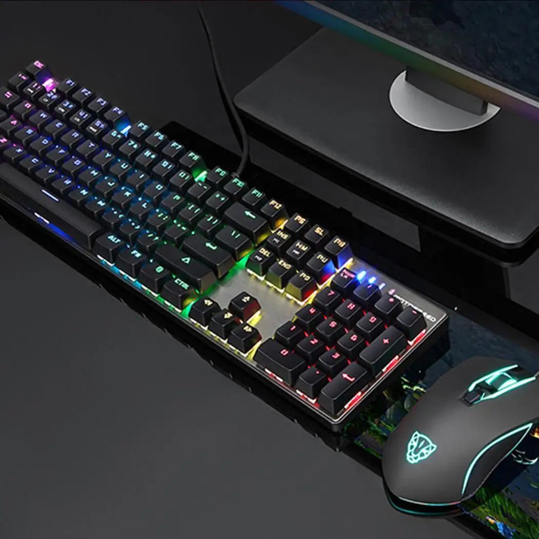 MOTOSPEED CK888 механическая клавиатура игровая мышь набор RGB оптическая подсветка 2400