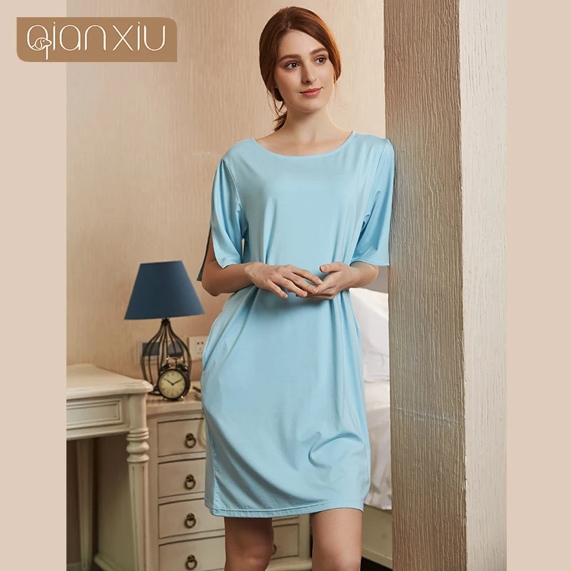 Summer Women's Short Sleeve Nightdress Solid Round-Neck Simple Women's Nightdress Home Clothes Casual Wear Sleeping Dress
Summer Women's Short Sleeve Nightdress Solid Round-Neck Simple Women's Nightdress Home Clothes Casual Wear Sleeping Dress