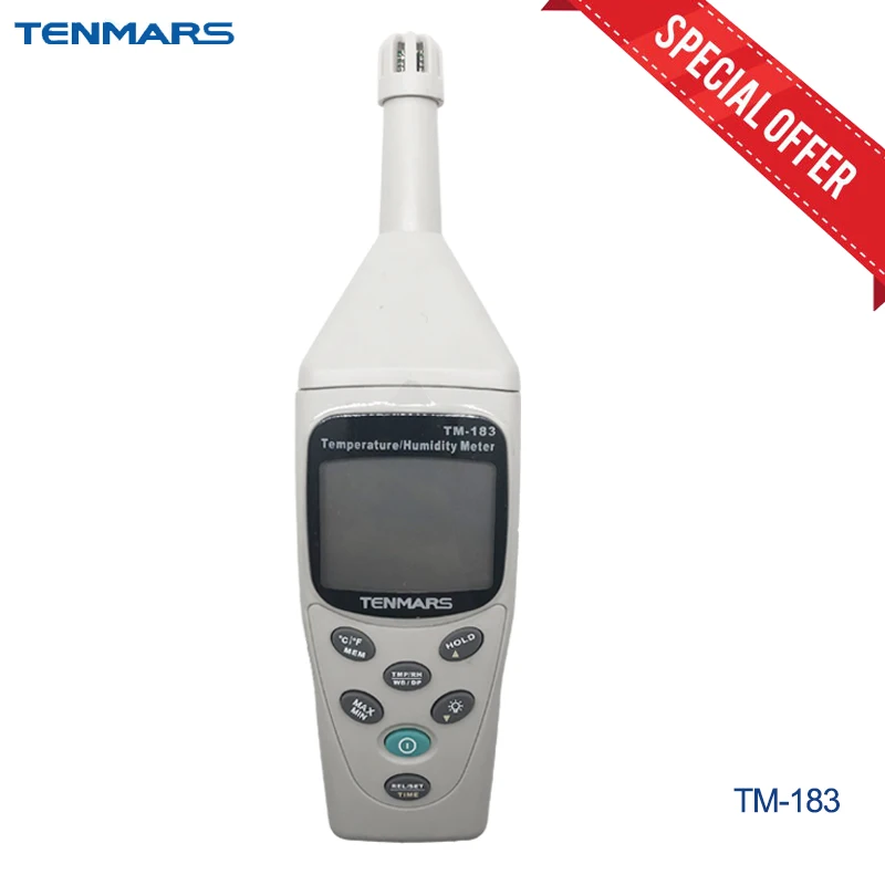 Цифровой гигрометр TENMARS TM-183 отображает значения температуры и влажности одновременно может хранить 200 наборов данных
Цифровой гигрометр TENMARS TM-183 отображает значения температуры и влажности одновременно может хранить 200 наборов данных