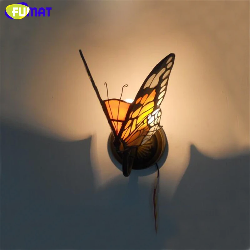 Фото Настенный светильник из витражного стекла фумат креативные затененные