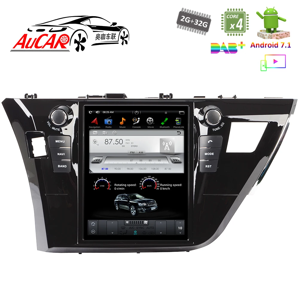 Android 7 1 10 4 "Tesla стиль для Toyota Corolla Автомобильный мультимедийный плеер 2013 2017 Bluetooth