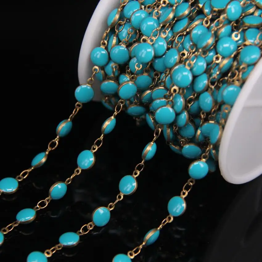 5Meter/Lot Turquoises Blue Lampwork 6mm Flat Round Beaded Rosary Chains,Enamel Coin Beads Copper Links Sweater Chains Jewelry
5Meter/Lot Turquoises Blue Lampwork 6mm Flat Round Beaded Rosary Chains,Enamel Coin Beads Copper Links Sweater Chains Jewelry