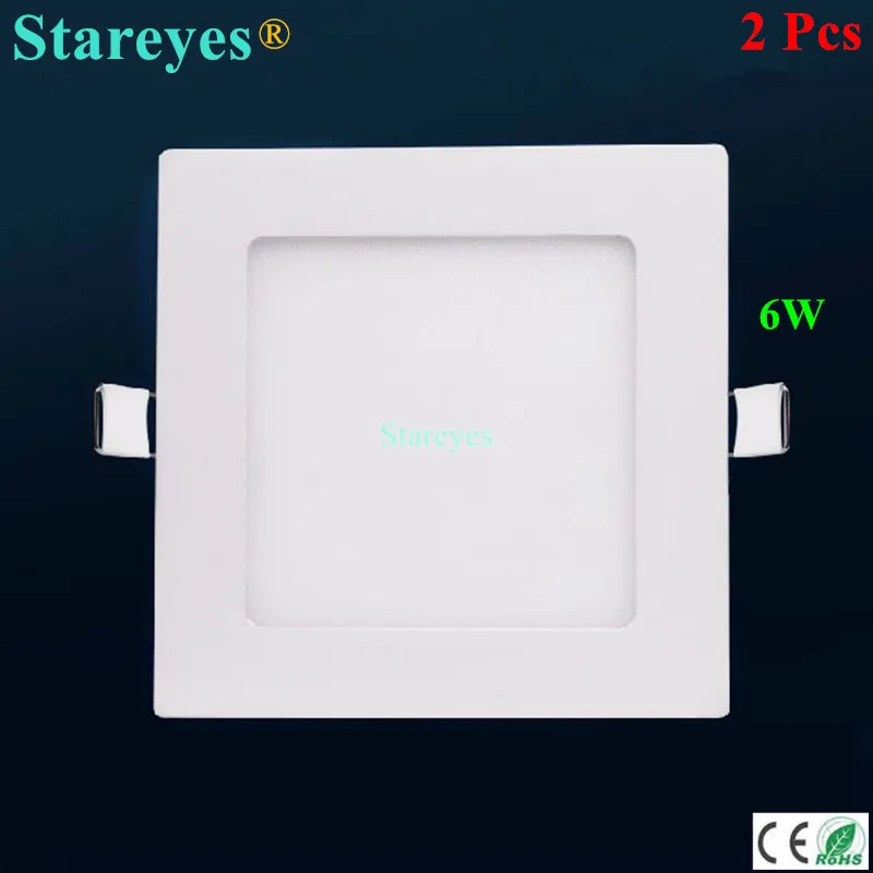 Бесплатная доставка 2 шт. квадратная Светодиодная панель 6 Вт AC 85 265 в 120 мм 420 лм SMD