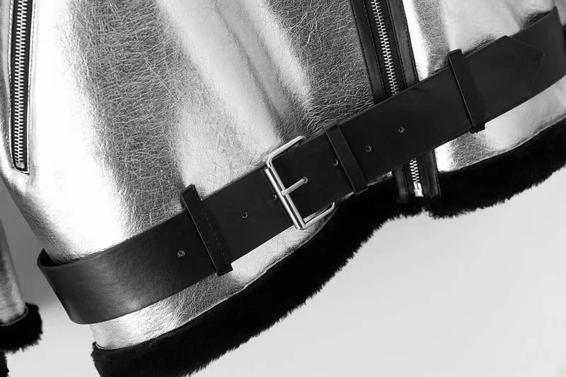 Silver motorcycle leather Thicken jacket women Faux Leather Berber Suede Shearling Coats Artificial Fur Warm Coats women's
Silver motorcycle leather Thicken jacket women Faux Leather Berber Suede Shearling Coats Artificial Fur Warm Coats women's