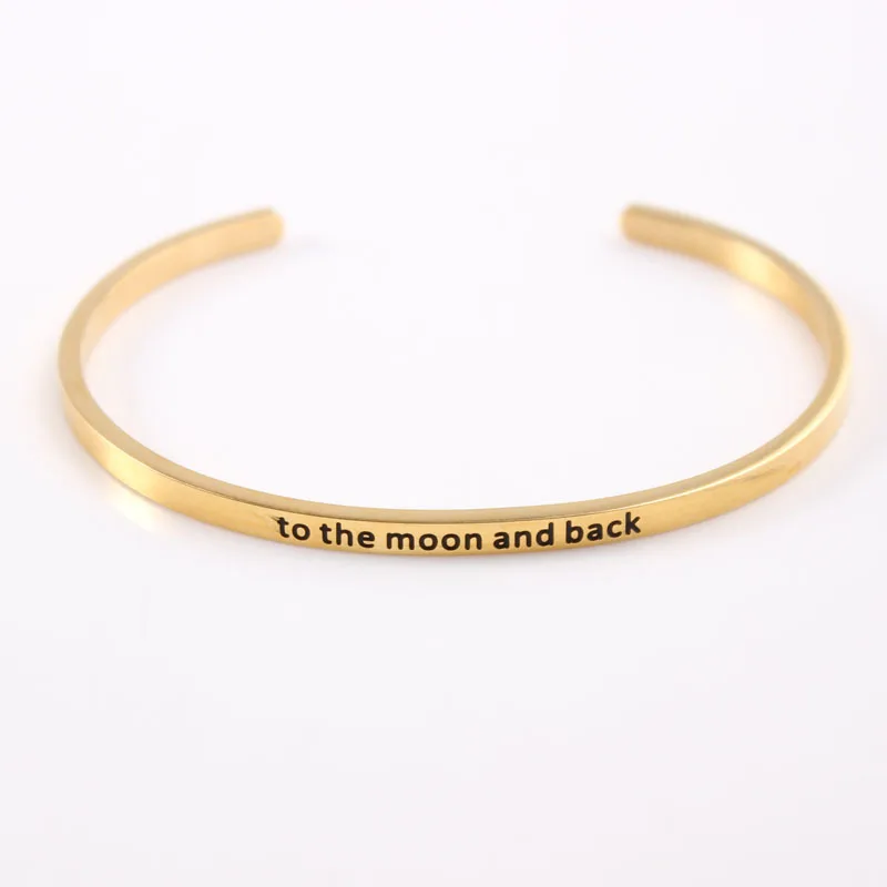 10pcs/lot Fashion Gold Color Stainless Steel Engraved Positive Inspirational Quote Hand Cuff Mantra Bracelet Bangle for Women
10pcs/lot Fashion Gold Color Stainless Steel Engraved Positive Inspirational Quote Hand Cuff Mantra Bracelet Bangle for Women