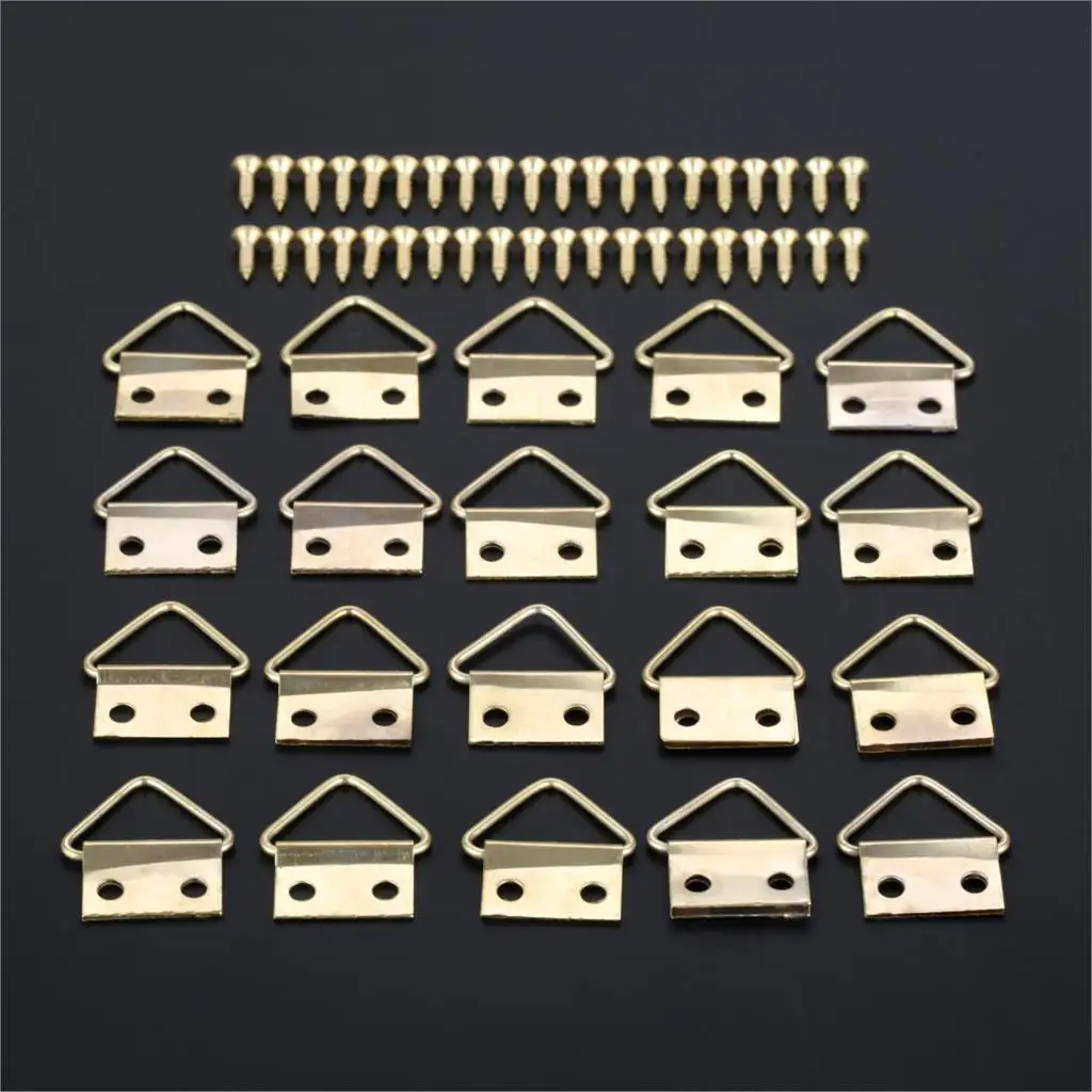20Pcs Golden Double Hole Triangle D-Ring Hanging Picture Photo Oil Painting Mirror Frame Hook Hanger Furniture Accessories
20Pcs Golden Double Hole Triangle D-Ring Hanging Picture Photo Oil Painting Mirror Frame Hook Hanger Furniture Accessories