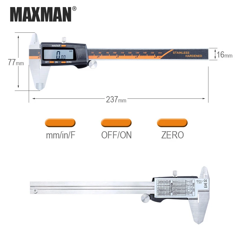 MAXMAN 0-150mm Stainless Steel High Precision Electronic Digital LCD Vernier Caliper Measuring & Gauging Tools
MAXMAN 0-150mm Stainless Steel High Precision Electronic Digital LCD Vernier Caliper Measuring & Gauging Tools
