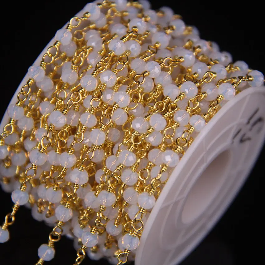 5Meter 3x4mm Opal Glass Wire Wrapped Gold Plated Brass Rosary Chain,Crystal Glass Faceted Rondelle Bead Link Chain DIY Necklaces
5Meter 3x4mm Opal Glass Wire Wrapped Gold Plated Brass Rosary Chain,Crystal Glass Faceted Rondelle Bead Link Chain DIY Necklaces