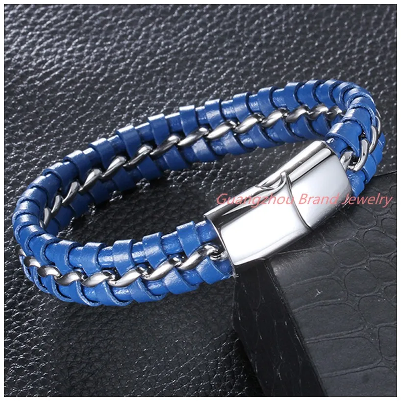 new Unisex Gift Fashion Handmade Genuine Blue Leather Tone Chain Men Women Bracelet Bangle Stainless Steel Silver Color Clasp
new Unisex Gift Fashion Handmade Genuine Blue Leather Tone Chain Men Women Bracelet Bangle Stainless Steel Silver Color Clasp