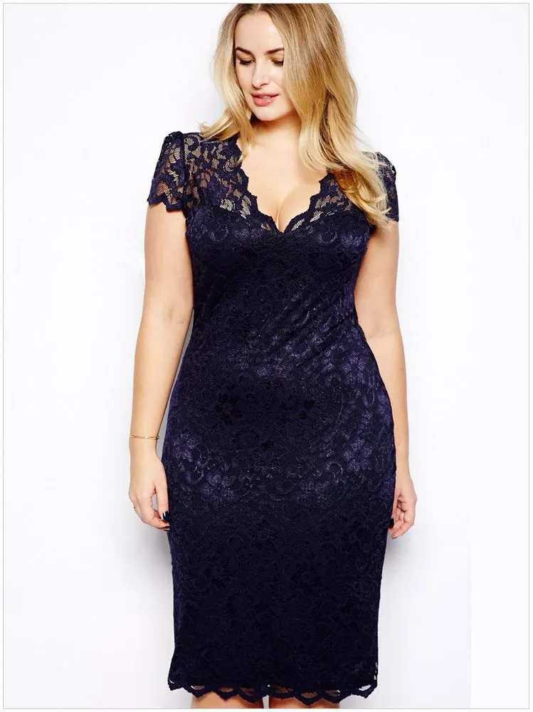 2018 Summer New European and American 3XL Women's Clothes Large Size Hollow slim Dress Short Sleeved Sexy V Collar Lace Dress
2018 Summer New European and American 3XL Women's Clothes Large Size Hollow slim Dress Short Sleeved Sexy V Collar Lace Dress