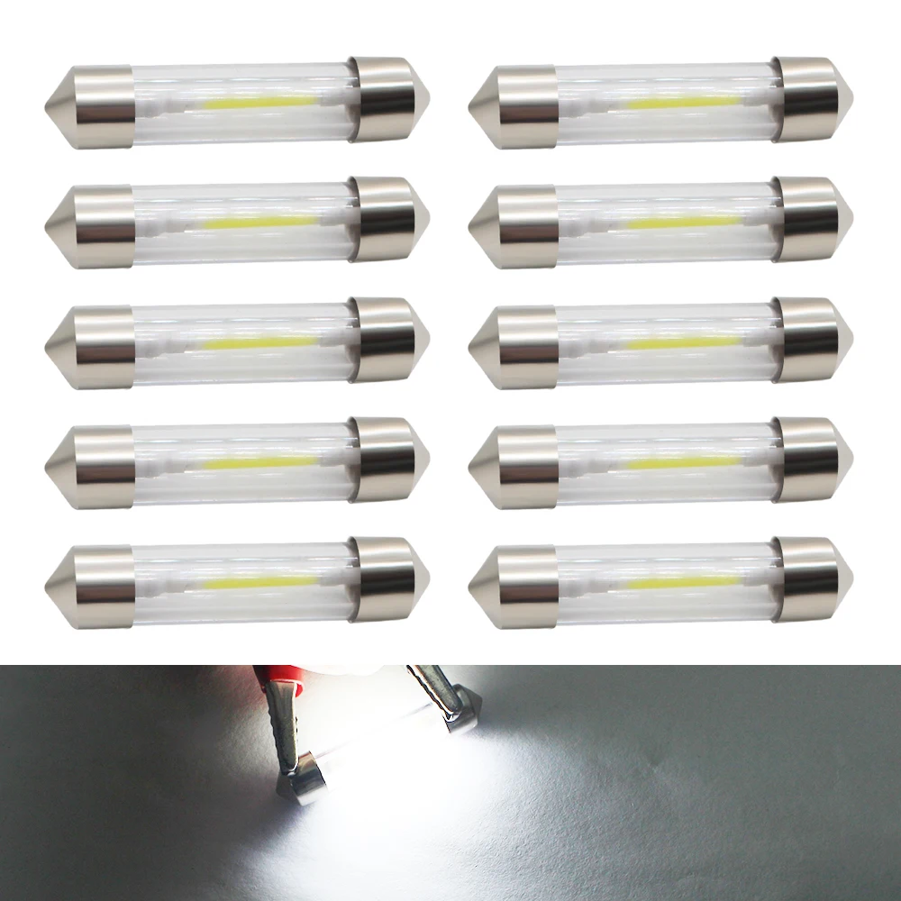 10Pcs/Lot COB Led Chips C5W 31 36 41 mm Car Interior Glass Lens Festoon Dome Reading 12V DC White Bulbs
10Pcs/Lot COB Led Chips C5W 31 36 41 mm Car Interior Glass Lens Festoon Dome Reading 12V DC White Bulbs