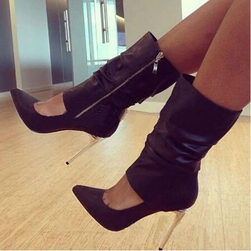 Women Black Mid-calf Pointed Toe Boots Zipper Thin High Heels Sexy Ladies Spring Autumn Short Boots
Women Black Mid-calf Pointed Toe Boots Zipper Thin High Heels Sexy Ladies Spring Autumn Short Boots