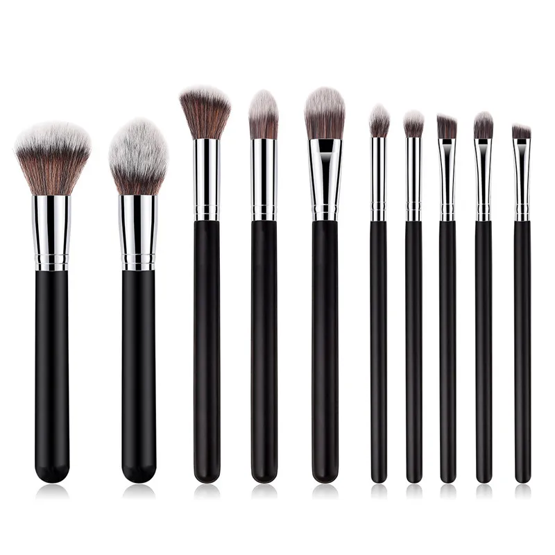 10Pcs Makeup Brushes Set Black Silver Handle Women Foundation Lip Eye Liner maquiagem Make up Brushes Beauty Tools Kit
10Pcs Makeup Brushes Set Black Silver Handle Women Foundation Lip Eye Liner maquiagem Make up Brushes Beauty Tools Kit