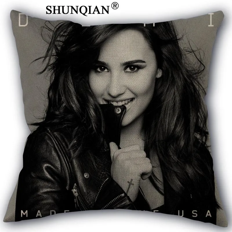 

Demi Lovato Pillowcase Custom Cotton Linen Square Decorative Pillow Cases Cover Zippered 45x45cm one side