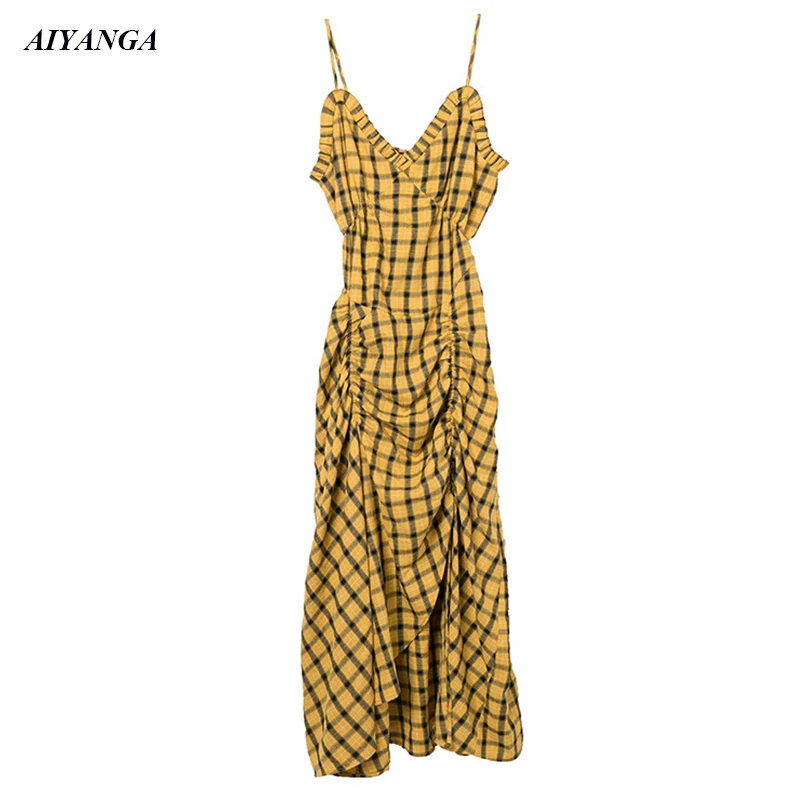Vacation Beach Dress For Women 2019 Summer Dress Sexy Spaghetti Strap Plaid Dress Sleeveless Slim Split Long Dresses Female
Vacation Beach Dress For Women 2019 Summer Dress Sexy Spaghetti Strap Plaid Dress Sleeveless Slim Split Long Dresses Female