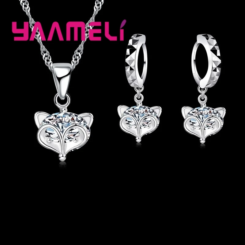 Cute High Quality Loverly Fox Animal Shape Shiny CZ Stone For Woman Girls Best Festival Gift Silevr Jewelry Sets
Cute High Quality Loverly Fox Animal Shape Shiny CZ Stone For Woman Girls Best Festival Gift Silevr Jewelry Sets