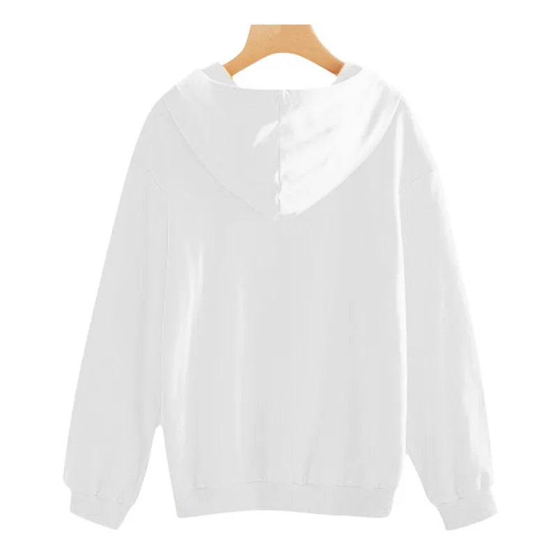 Women Sweatshirt Casual Solid Color Cat Pattern Long Sleeve Hooded Pullover women's clothing hoodies T# | Женская одежда