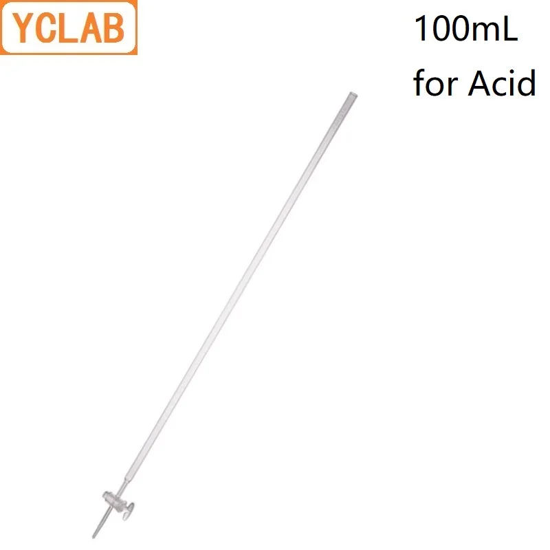YCLAB 100 мл буретка с заглушкой для кислотного класса А прозрачное стекло