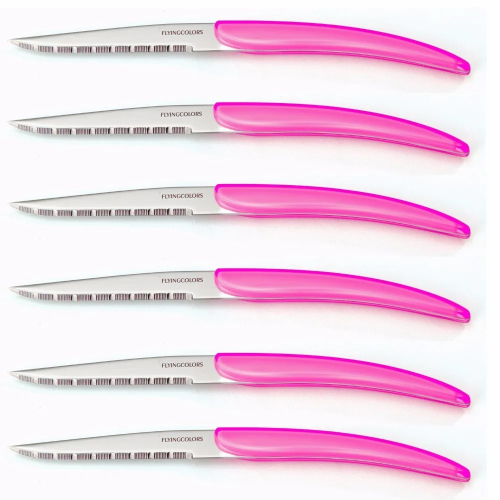 New 6 pcs/lot Steak Knives Set Pink Colored Steak Knife Stainless steel Flatware Restaurant Cutlery Christmas Gift for family
New 6 pcs/lot Steak Knives Set Pink Colored Steak Knife Stainless steel Flatware Restaurant Cutlery Christmas Gift for family