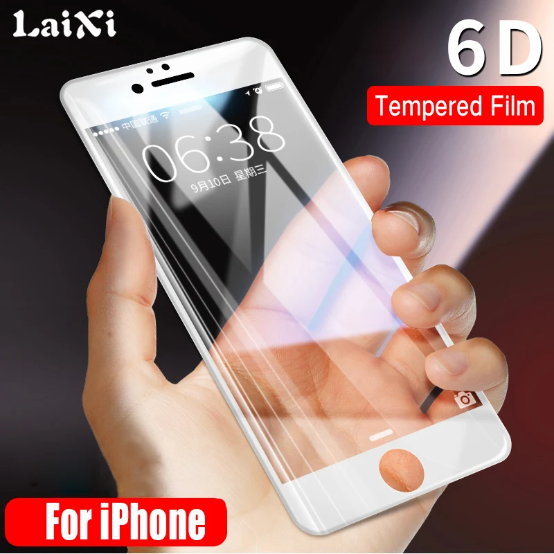 Laixi 6D полное покрытие из закаленного стекла для iPhone 8 7 6 6s 9 H твердость экрана