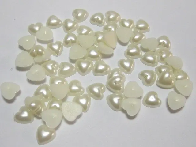 4000 Ivory Heart Half Pearl Bead 4mm Flat Back Scrapbook Craft