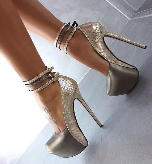 Sexy Ultra High Heel Pump Shoes Women Three Ankle Strap Bronze Leather High Platform Banquet Dress Shoes Ladies Pump Customized
Sexy Ultra High Heel Pump Shoes Women Three Ankle Strap Bronze Leather High Platform Banquet Dress Shoes Ladies Pump Customized