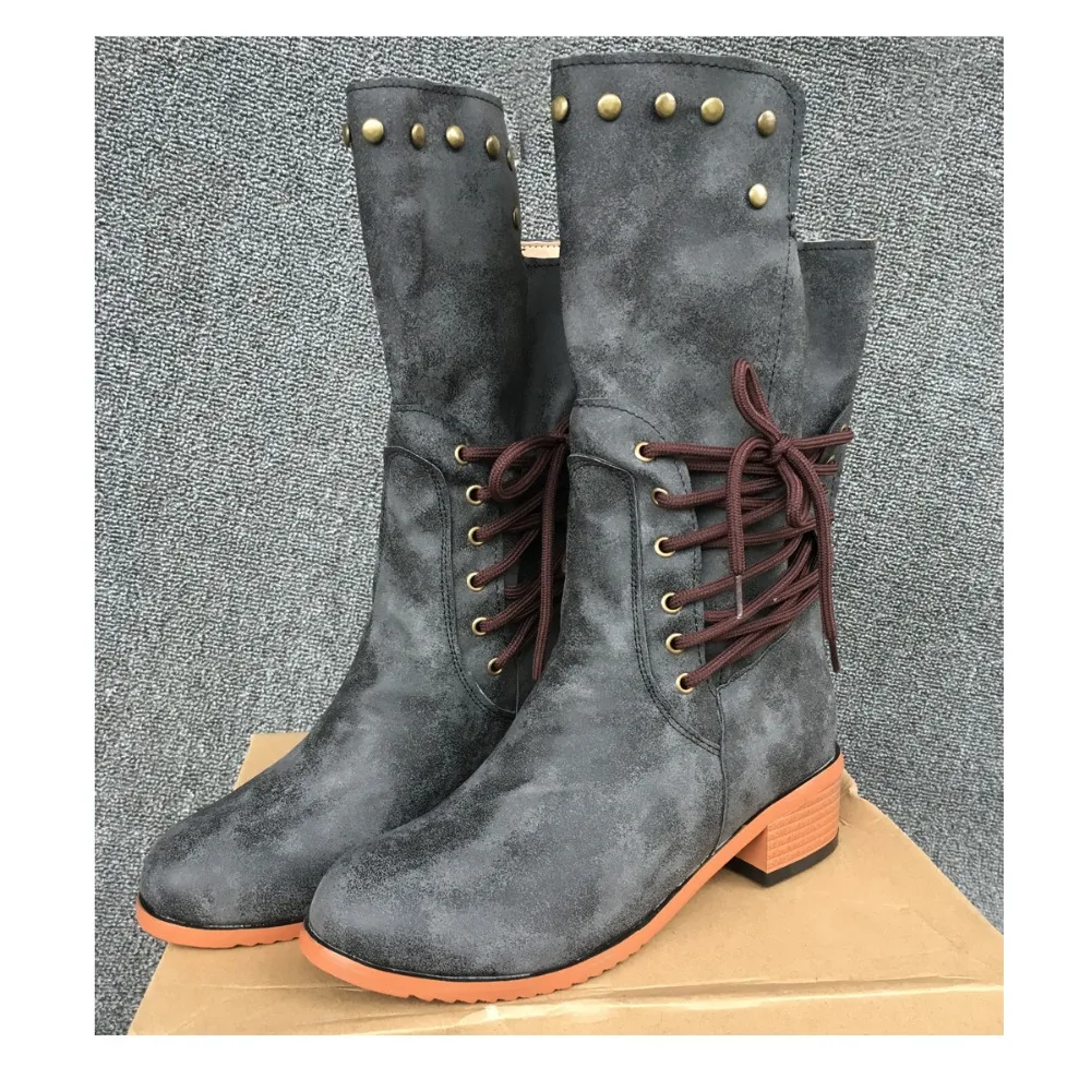 New Mid-Calf Women Boots Solid Color Casual Boots Gray Brown Black Boots for Women
New Mid-Calf Women Boots Solid Color Casual Boots Gray Brown Black Boots for Women