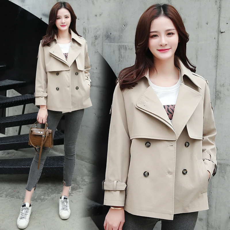 Bri Tops Women Casual Solid Color Double Breasted Outwear Turn Down Collar Female Coat Chic Short Trench Coat For Women
Bri Tops Women Casual Solid Color Double Breasted Outwear Turn Down Collar Female Coat Chic Short Trench Coat For Women