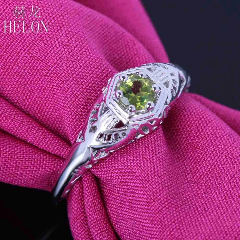HELON Solid 14K White Gold 4mm Round 100% Genuine Natural Peridot Engagement Wedding Antique Vintage Art Deco Fine Jewelry Ring
HELON Solid 14K White Gold 4mm Round 100% Genuine Natural Peridot Engagement Wedding Antique Vintage Art Deco Fine Jewelry Ring