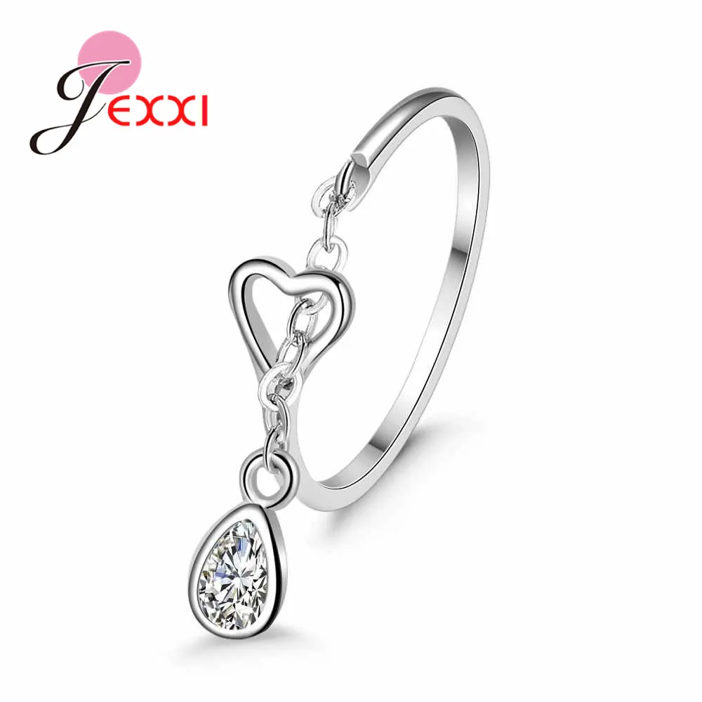 Cute Crystal Water Drop Finger Open Rings For Women 925 Sterling Silver Ring Girls Wedding Valentine Jewelry Adjustable
Cute Crystal Water Drop Finger Open Rings For Women 925 Sterling Silver Ring Girls Wedding Valentine Jewelry Adjustable