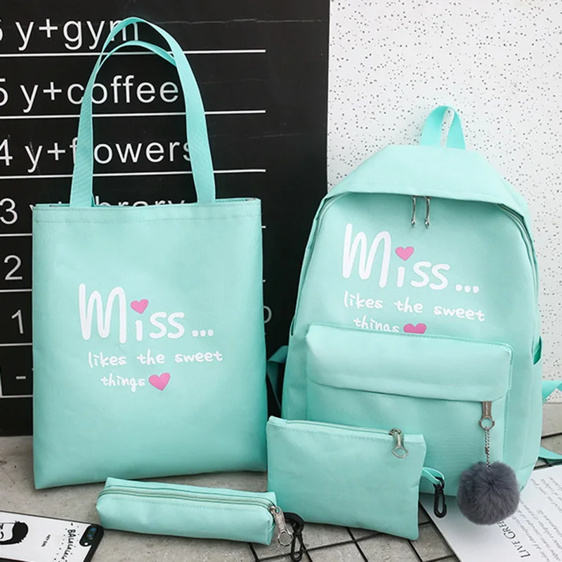 Фото Женские школьные рюкзаки 4 шт./набор нейлоновый школьный рюкзак - купить