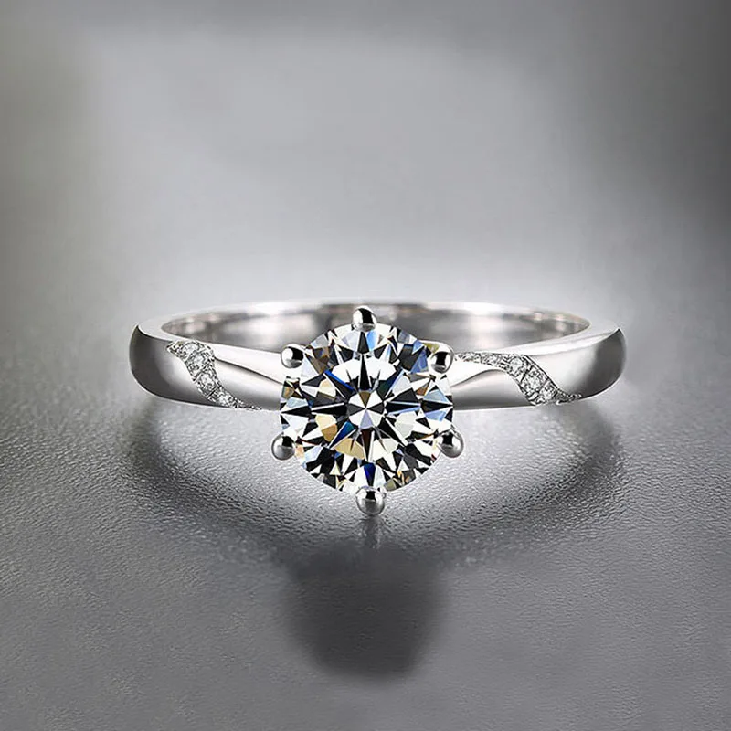 Solid 18K White Gold 1ct 6.5mm DF Moissanite 6 Prong Ring Solarite Lab Diamond Engagement Ring Classic Lady Jewelry
Solid 18K White Gold 1ct 6.5mm DF Moissanite 6 Prong Ring Solarite Lab Diamond Engagement Ring Classic Lady Jewelry