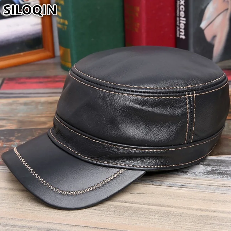 SILOQIN Adjustable Size Men's Flat Cap Cowhide Leather Military Hats Genuine Leather Hat New Autumn Winter Women's Brands Caps
SILOQIN Adjustable Size Men's Flat Cap Cowhide Leather Military Hats Genuine Leather Hat New Autumn Winter Women's Brands Caps