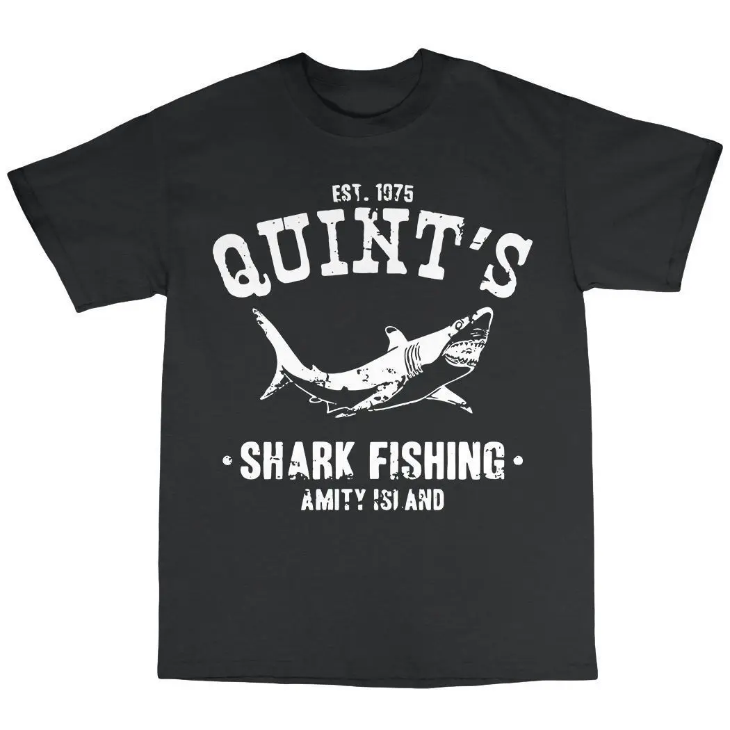 Quint's Shark Fishing T-Shirt 100% Cotton Jaws Inspired Amity Island 1975 Cheap Wholesale tees For Man 2019 Hot Tees | Мужская