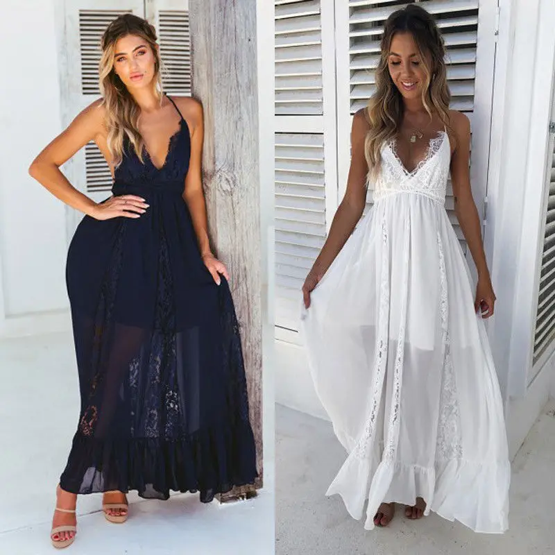 Womens Summer Boho Casual Long Dresses Sexy V Neck Vestido Lace Evening Party Clubwear Sleeveless Backless Beachwear Sundress
Womens Summer Boho Casual Long Dresses Sexy V Neck Vestido Lace Evening Party Clubwear Sleeveless Backless Beachwear Sundress