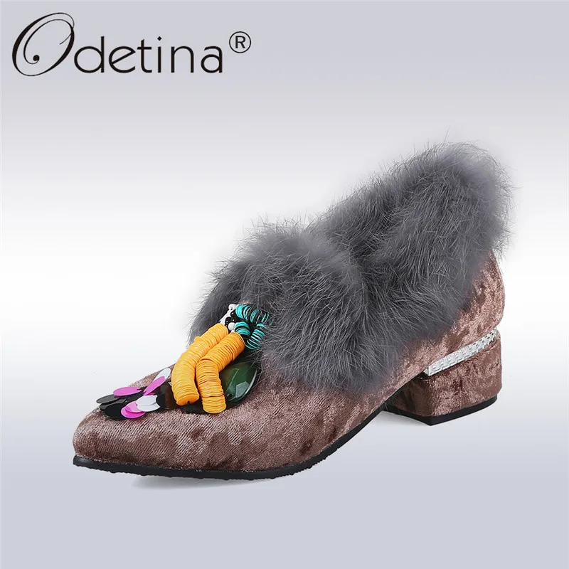 Odetina/Новинка 2018 года модные женские туфли лодочки на низком квадратном каблуке