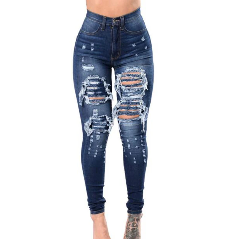 Weweya Woman Embroidery Jeans Skinny Vintage Ripped Elastic Push Up Pencil Plus Size 3XL Denim Trousers Mujer | Женская одежда