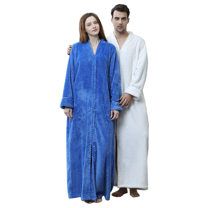 Men Bathrobe Zipper Onesie Peignoir Women Thicken Flannel Warm Robes Lover Anckle Longthen Dressing Gown pijama hombre invierno
Men Bathrobe Zipper Onesie Peignoir Women Thicken Flannel Warm Robes Lover Anckle Longthen Dressing Gown pijama hombre invierno
